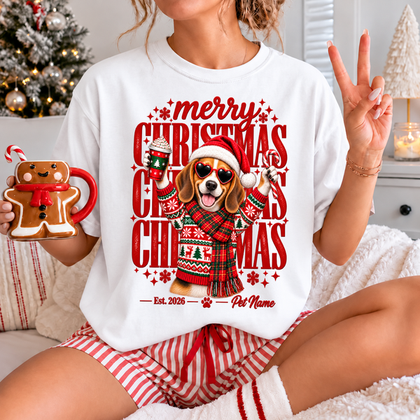Beagle Christmas Shirt – Merry Christmas Beagle Lover Holiday Graphic Tee
