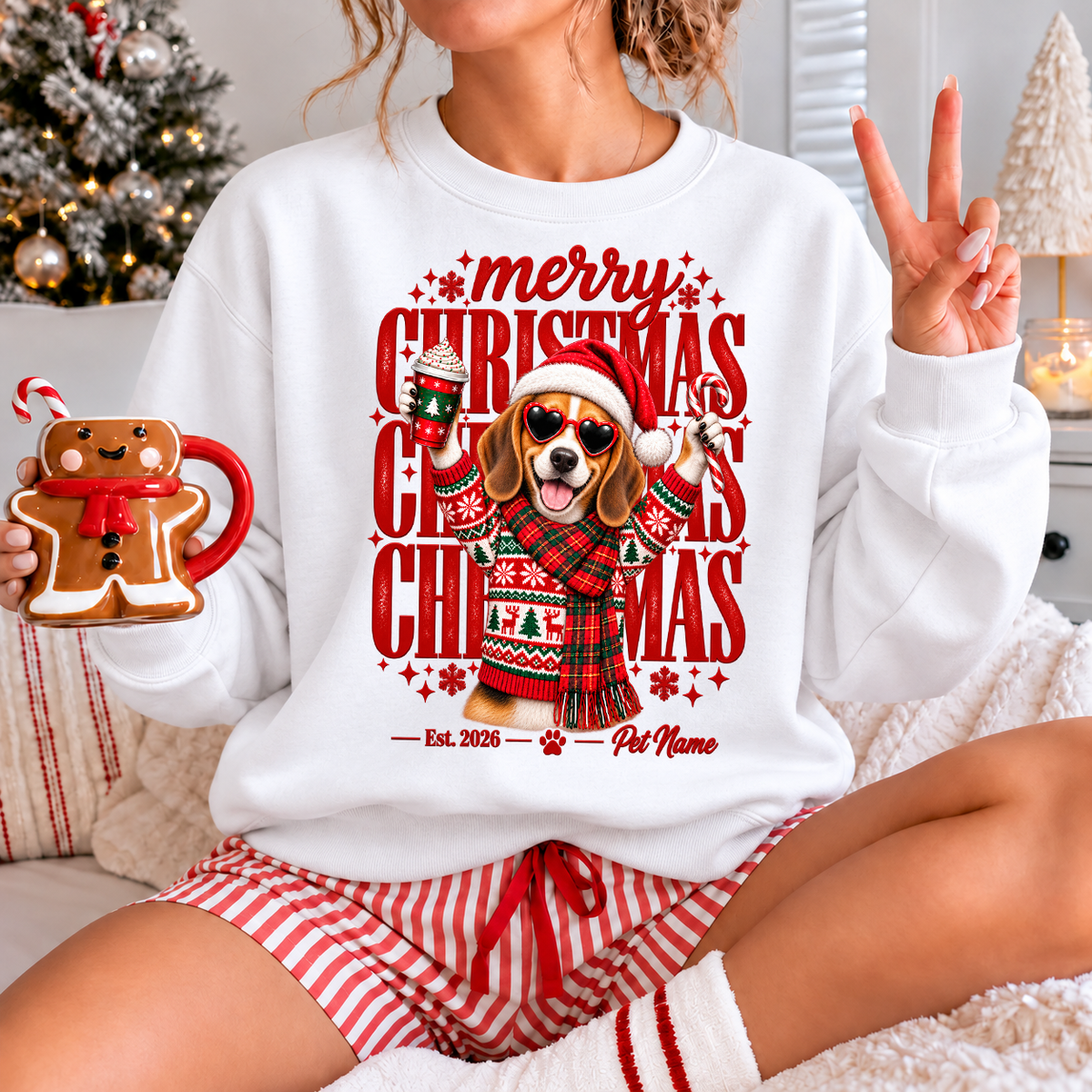 Beagle Christmas Shirt – Merry Christmas Beagle Lover Holiday Graphic Tee