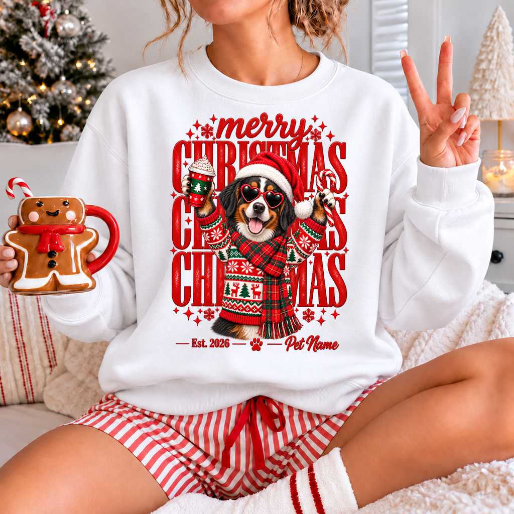 Bernese Mountain Dog Christmas Shirt – Merry Christmas Bernese Mountain Dog Lover Holiday Graphic Tee