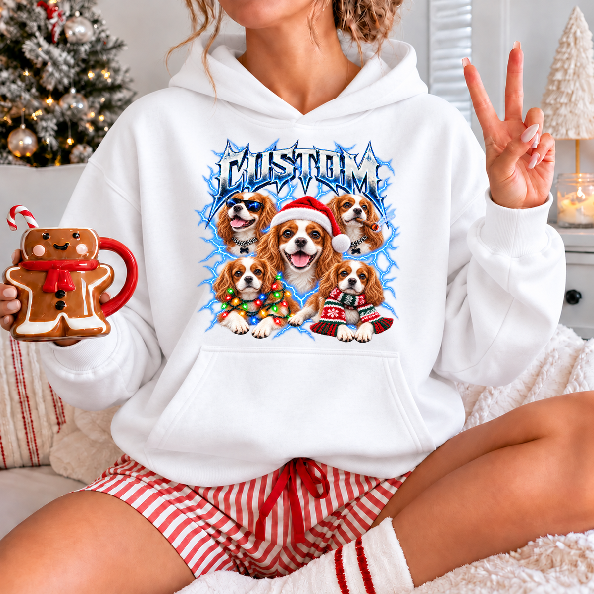 Personalized Cavalier King Charles Spaniel Christmas Shirt – Custom Dog Name Holiday Graphic Tee