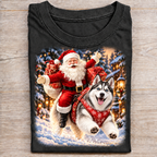 Siberian Husky Santa Christmas Shirt – Holiday Dog Lover Tee