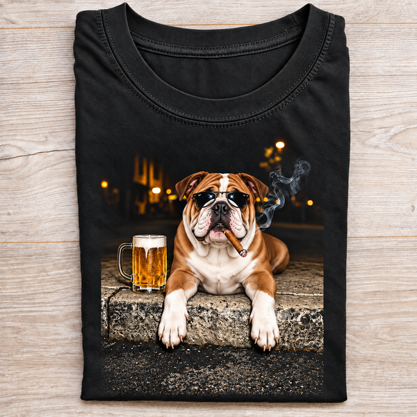 Bulldog Beer & Cigar Shirt – Funny Bulldog Lover Graphic Tee