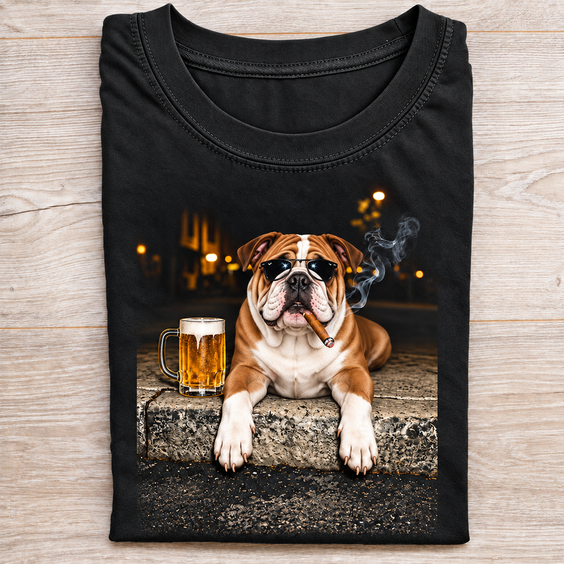 Bulldog Beer & Cigar Shirt – Funny Bulldog Lover Graphic Tee