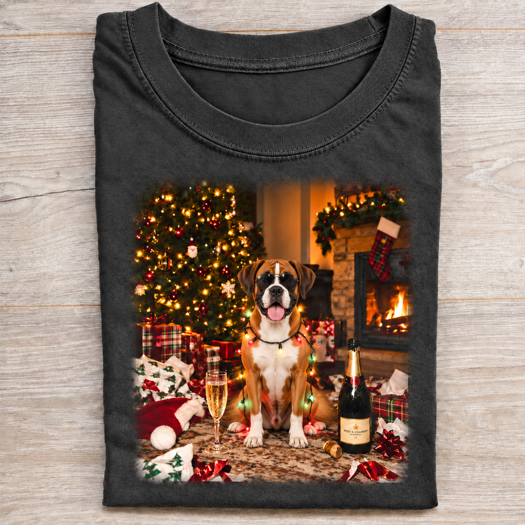 Christmas Boxer Champagne Vintage T-shirt