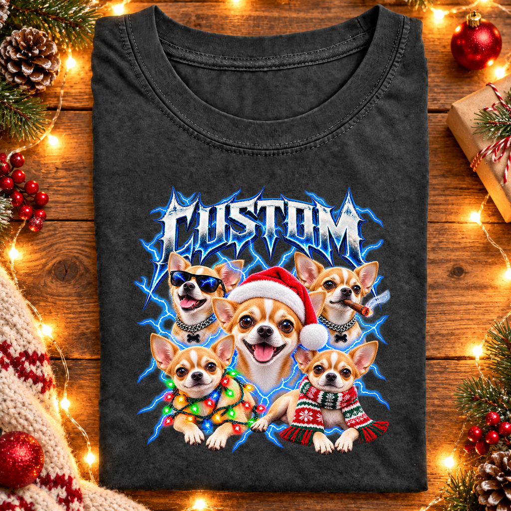 Personalized Chihuahua Christmas Shirt – Custom Dog Name Holiday Graphic Tee