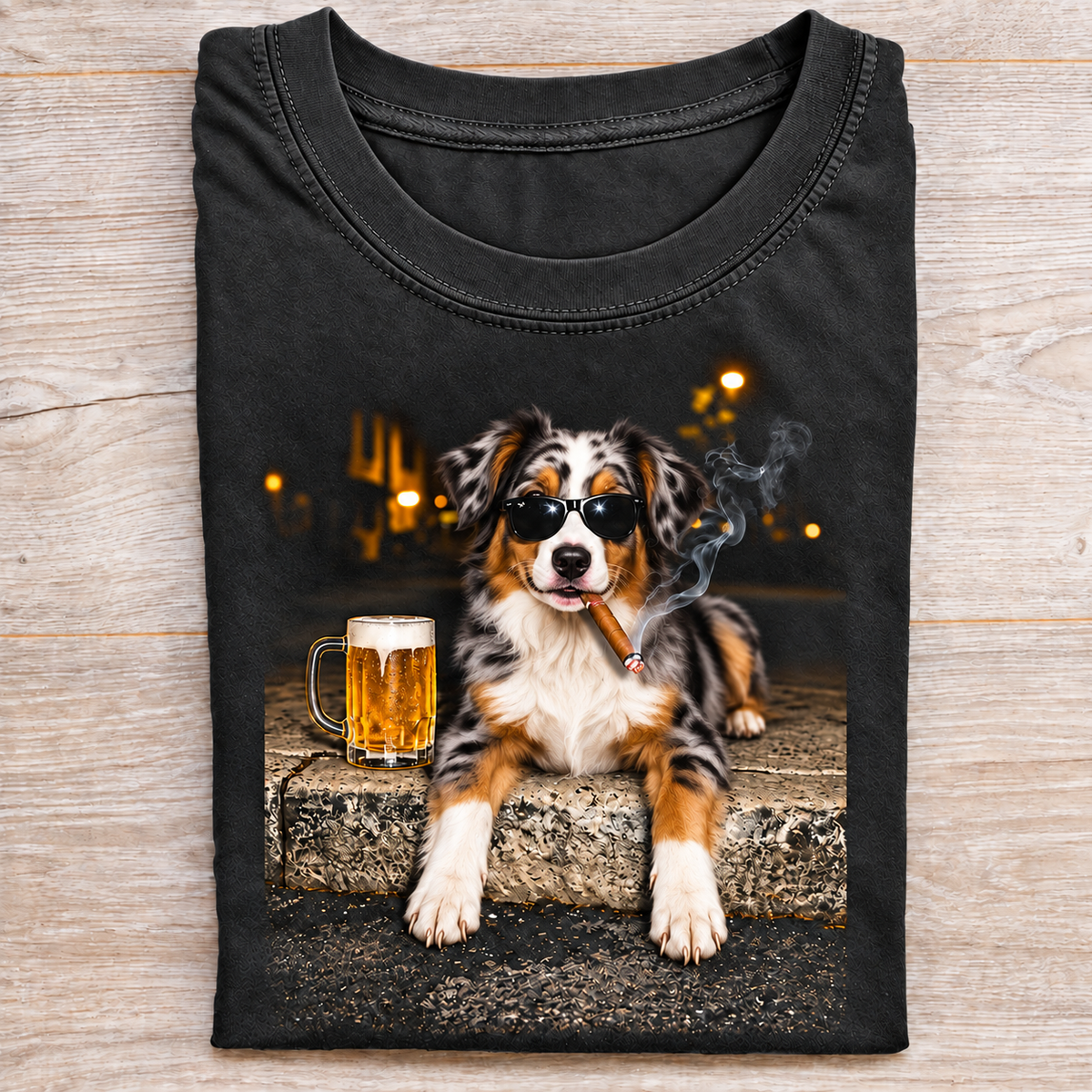 Miniature American Shepherd Beer & Cigar T-Shirt