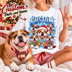 Personalized Bulldog Christmas Shirt – Custom Dog Name Holiday Graphic Tee