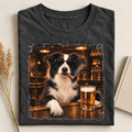 Border Collie Bar Night Graphic T-Shirt