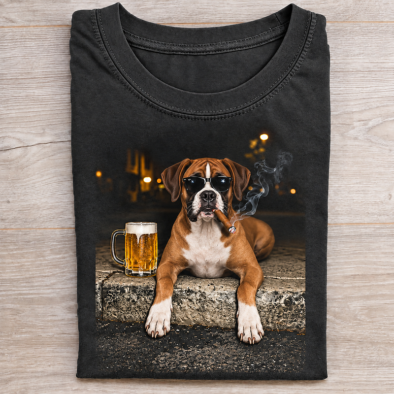 Boxer Beer & Cigar Shirt – Funny Boxer Lover Graphic Tee