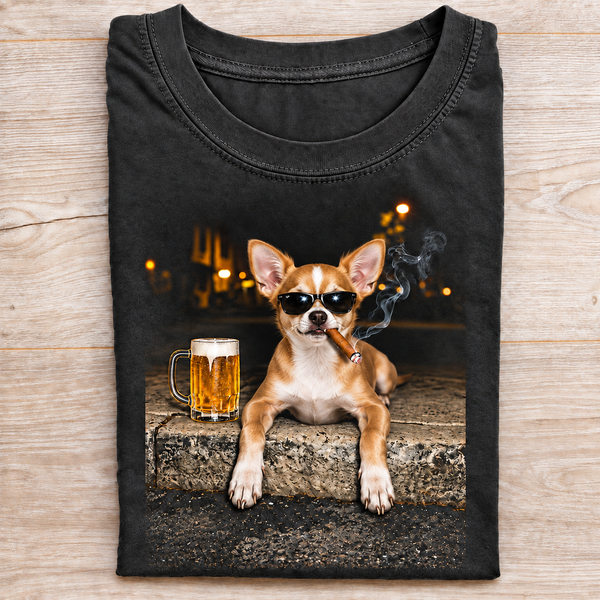 Chihuahua Beer & Cigar Shirt – Funny Chihuahua Lover Graphic Tee