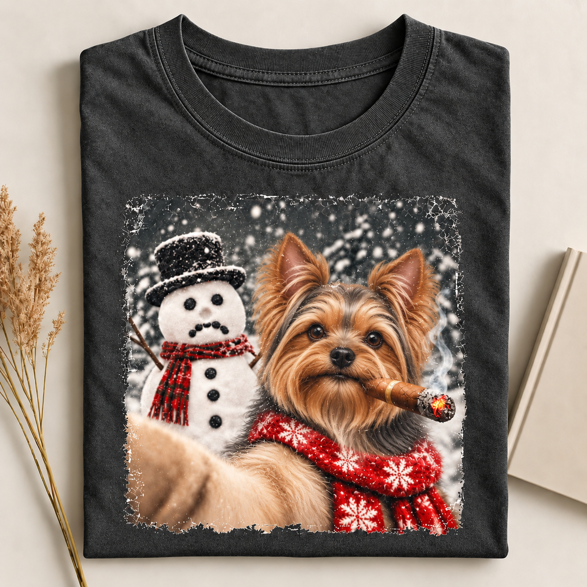Yorkshire Terrier Christmas Selfie Stole The Snowman’s Nose T-shirt