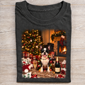 Christmas Boston Terrier Champagne Vintage T-shirt