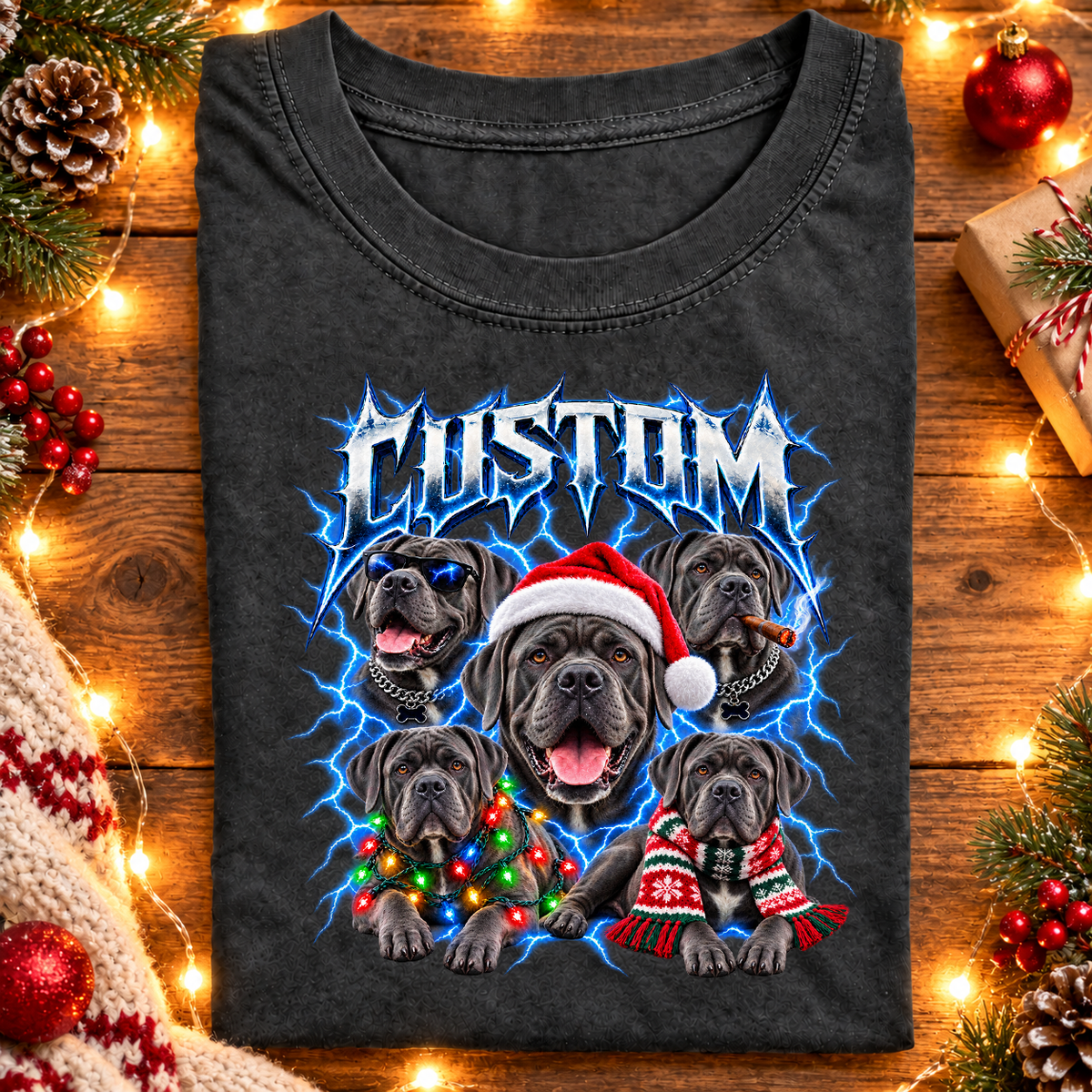 Personalized Cane Corso Christmas Shirt – Custom Dog Name Holiday Graphic Tee