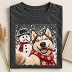 Siberian Husky Christmas Selfie Stole The Snowman’s Nose T-shirt