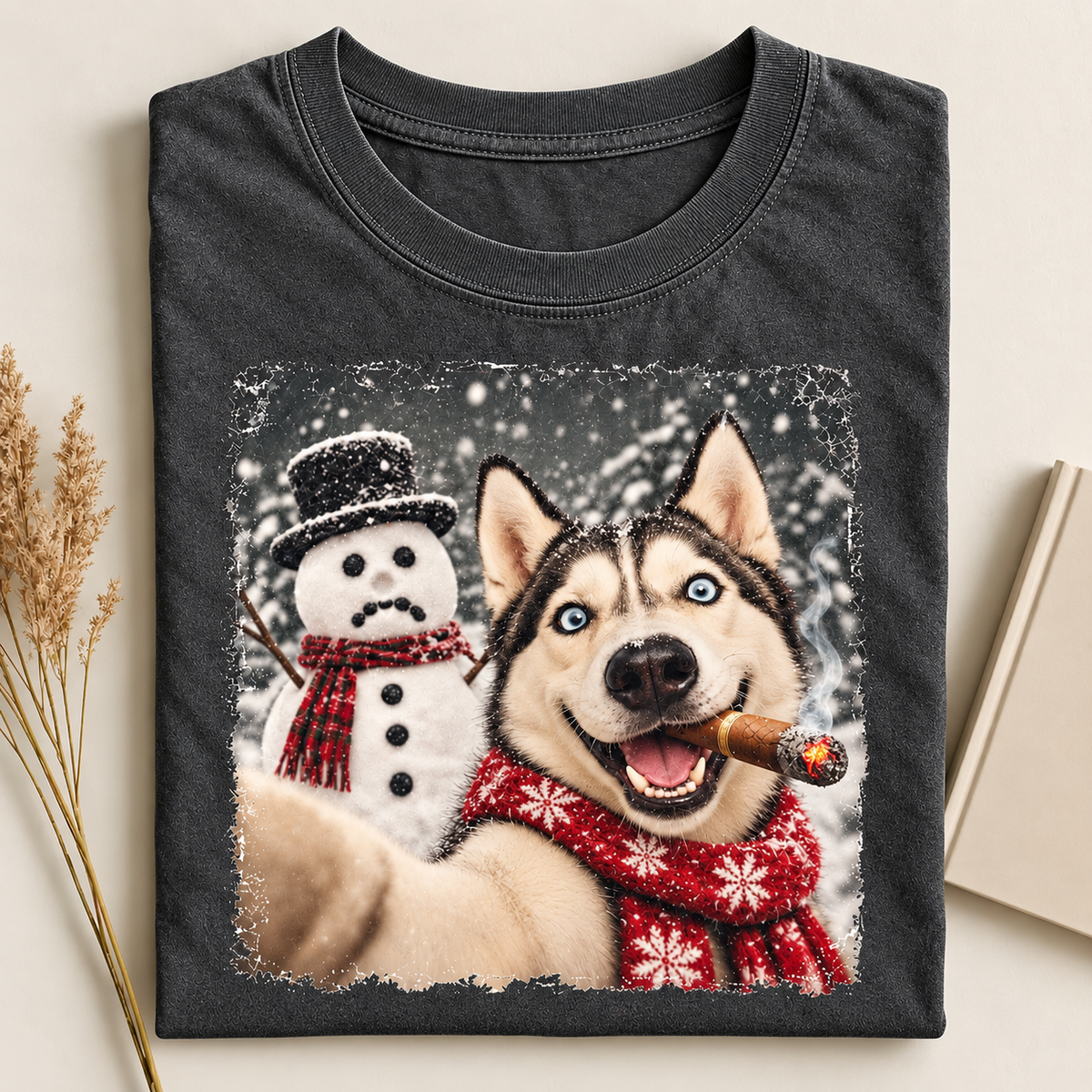 Siberian Husky Christmas Selfie Stole The Snowman’s Nose T-shirt