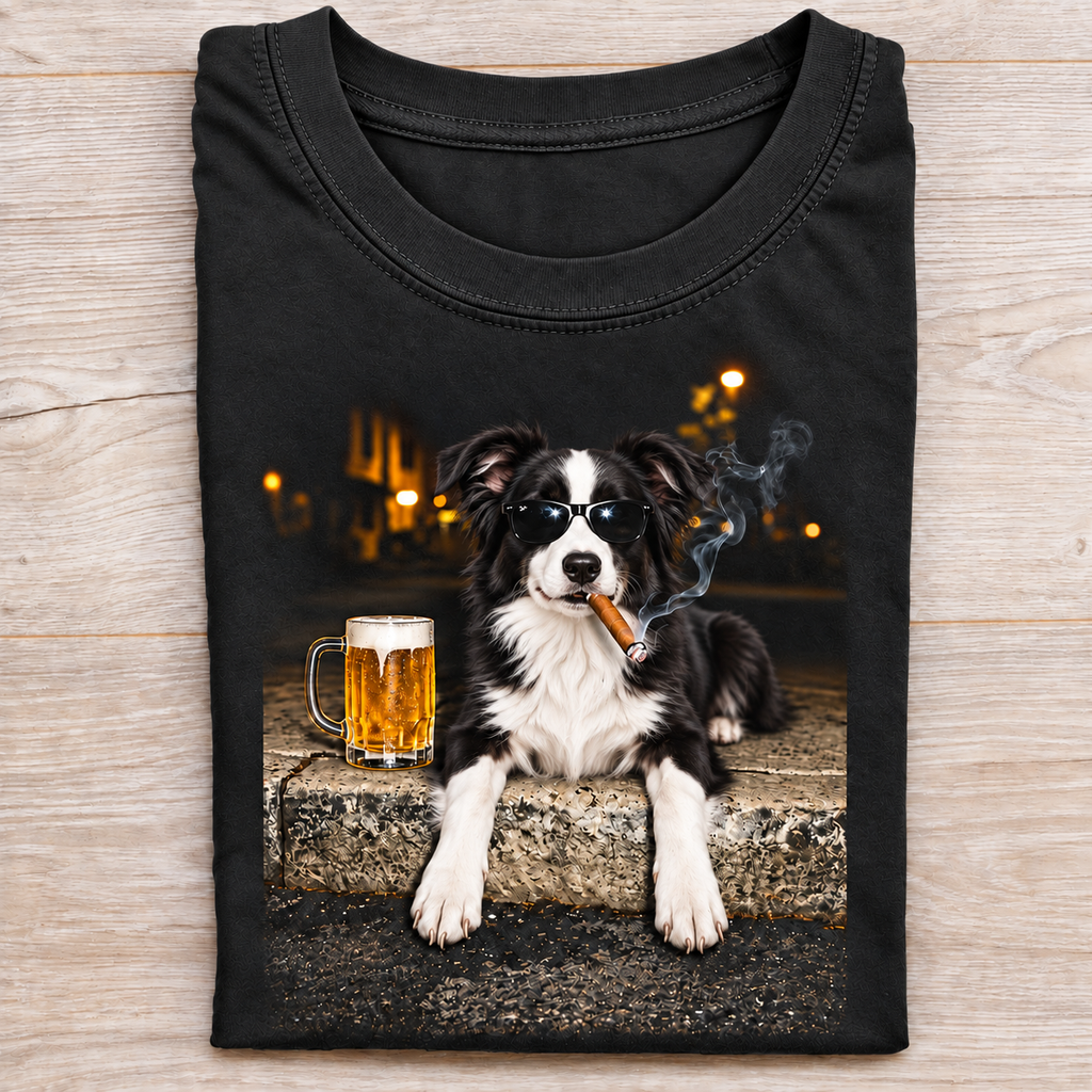 Border Collie Beer & Cigar T-Shirt