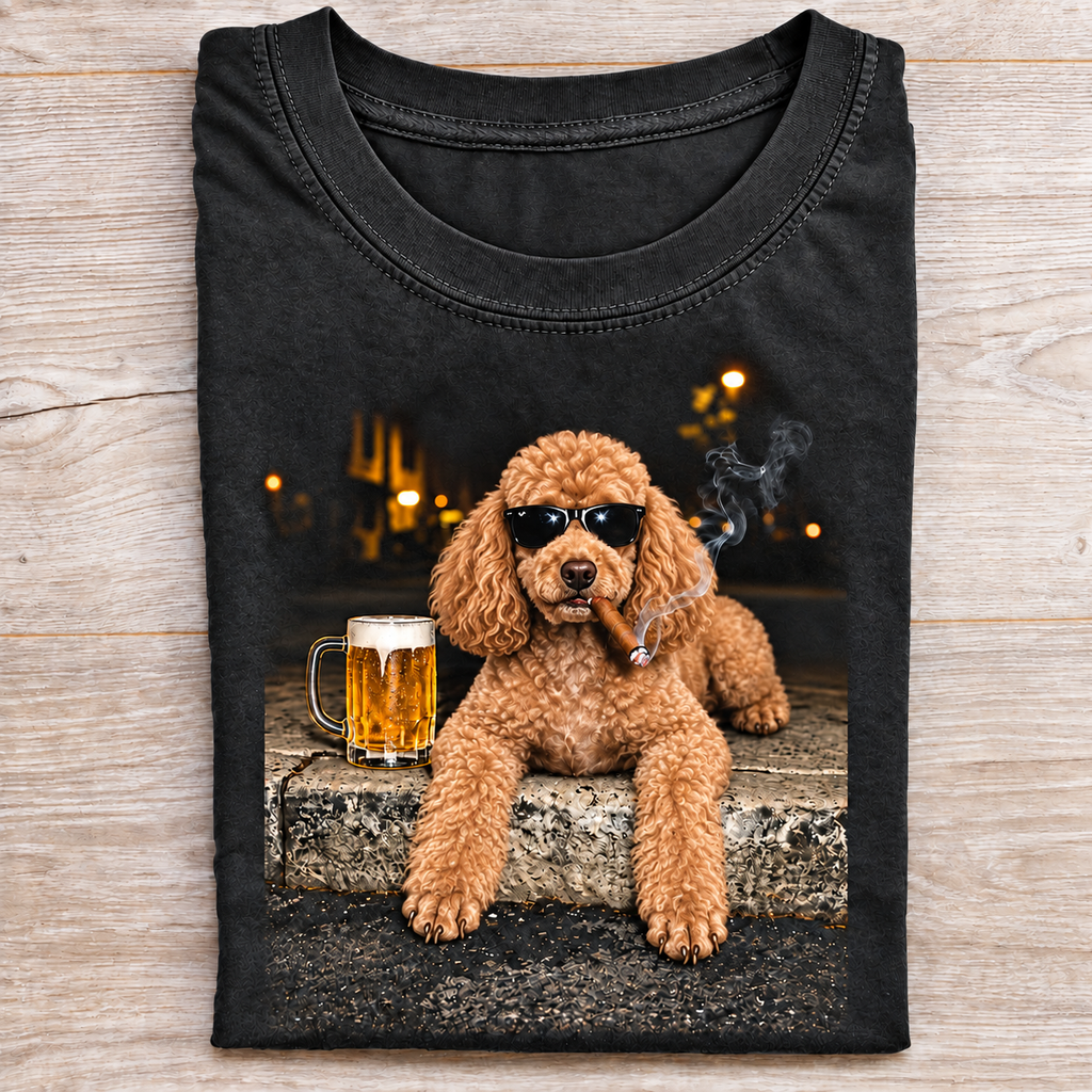 Poodle Beer & Cigar T-Shirt