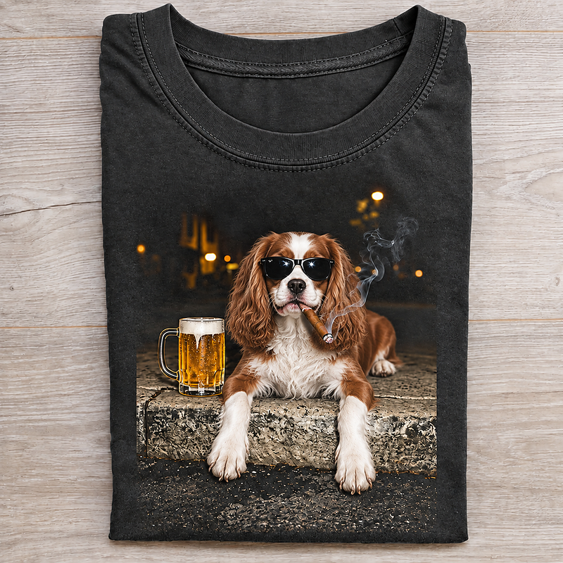 Cavalier King Charles Spaniel Beer & Cigar Shirt – Funny Dog Lover Graphic Tee