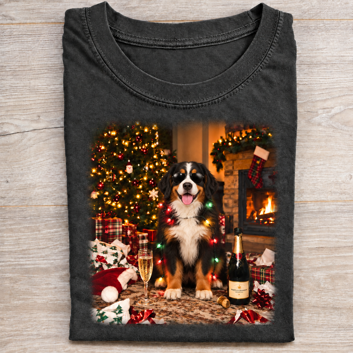 Christmas Bernese Mountain Dog Vintage T-shirt