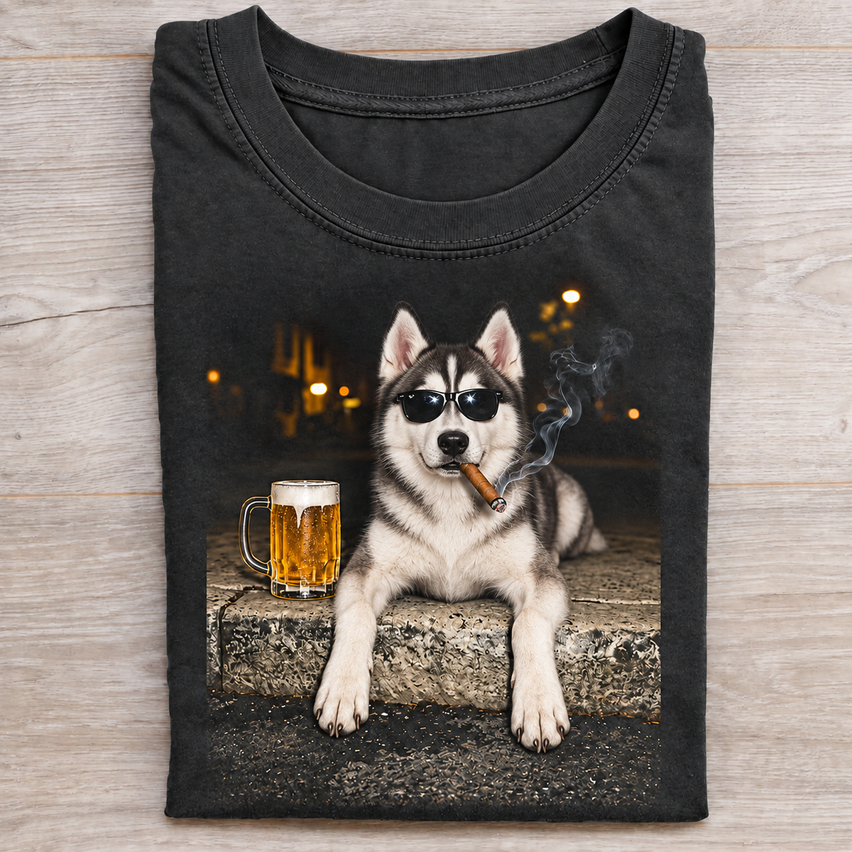 Siberian Husky Beer & Cigar T-Shirt