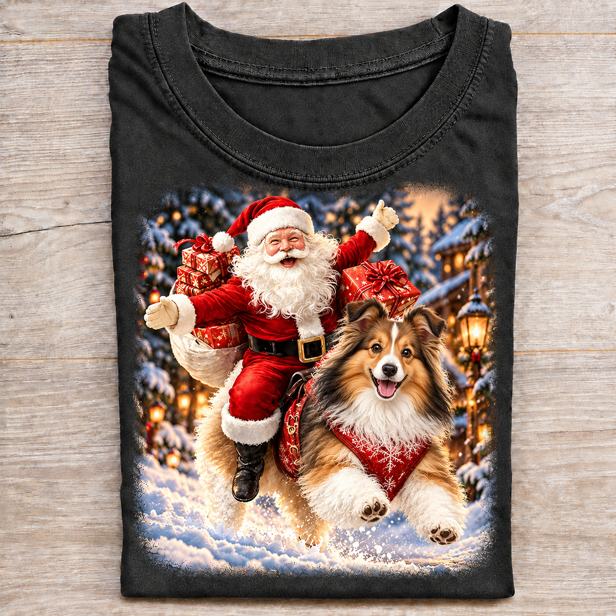 Shetland Sheepdog Santa Christmas Shirt – Holiday Dog Lover Tee
