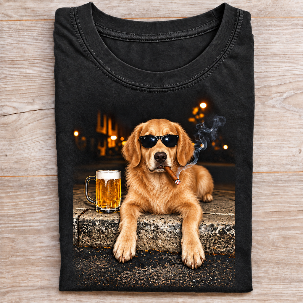Golden Retriever Beer & Cigar T-Shirt