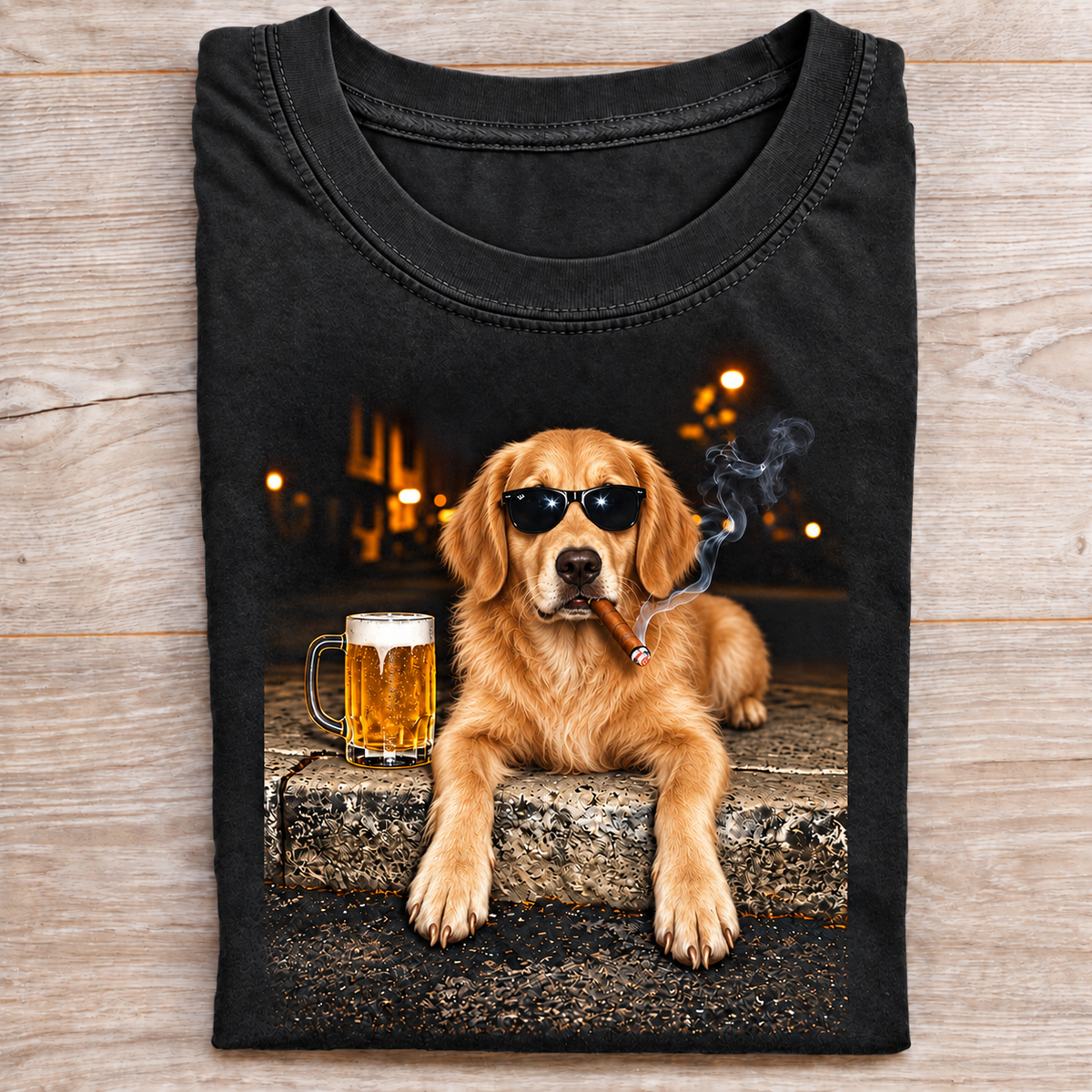 Golden Retriever Beer & Cigar T-Shirt