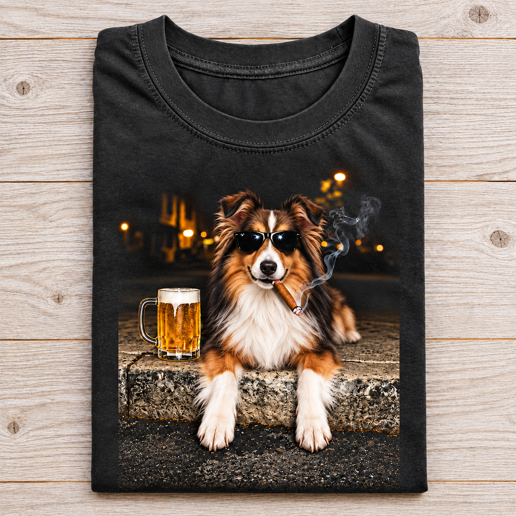 Shetland Sheepdog Beer & Cigar T-Shirt