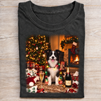 Christmas Border Collie Champagne Vintage T-shirt