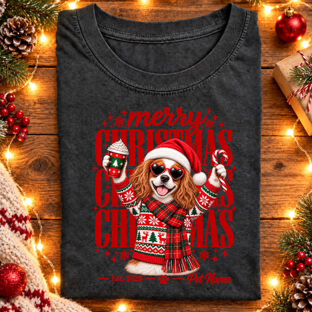 Cavalier King Charles Spaniel Christmas Shirt – Merry Christmas Dog Lover Holiday Graphic Tee