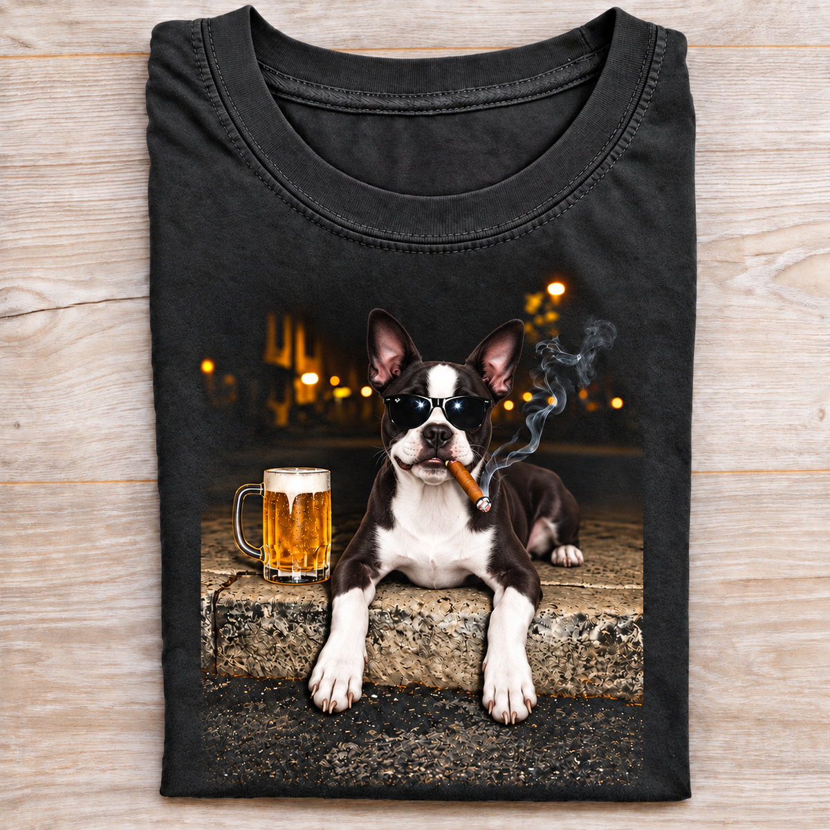 Boston Terrier Beer & Cigar T-Shirt