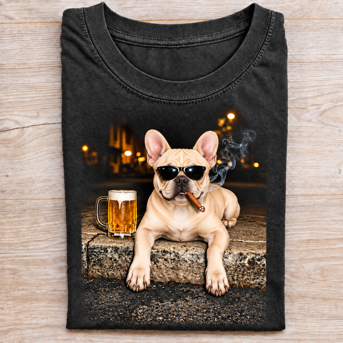 French Bulldog Beer & Cigar T-Shirt