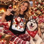 Siberian Husky Santa Christmas Shirt – Holiday Dog Lover Tee