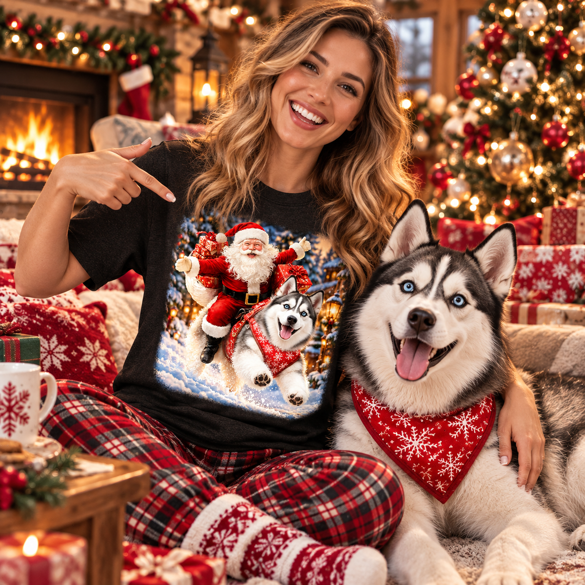 Siberian Husky Santa Christmas Shirt – Holiday Dog Lover Tee