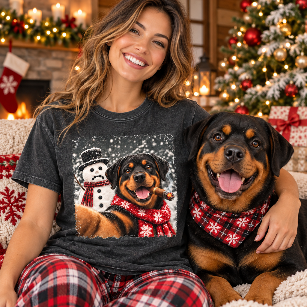 Rottweiler Christmas Selfie Stole The Snowman’s Nose T-shirt