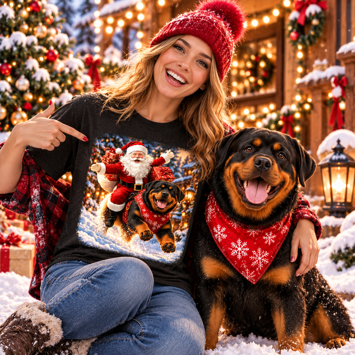 Rottweiler Santa Christmas Shirt – Holiday Dog Lover Tee