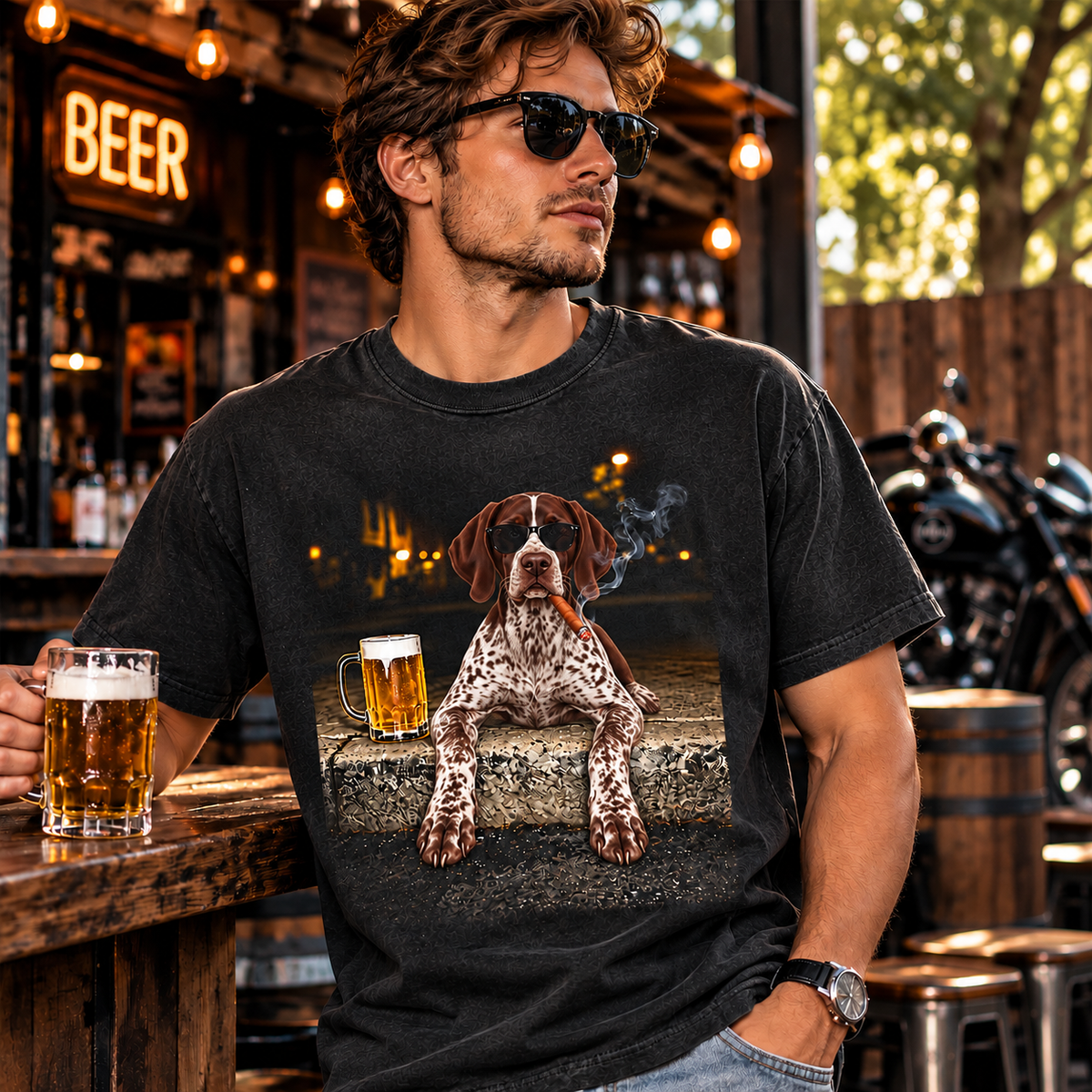 German Shorthaired Pointer Beer & Cigar T-Shirt