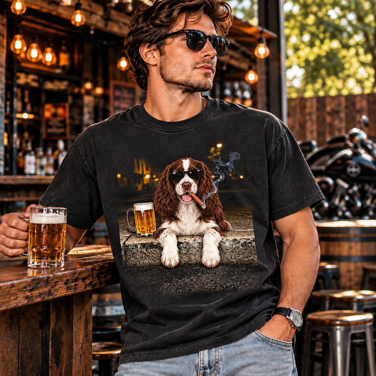 English Springer Spaniel Beer & Cigar T-Shirt