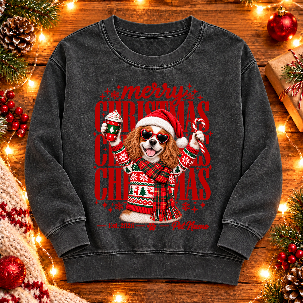 Cavalier King Charles Spaniel Christmas Shirt – Merry Christmas Dog Lover Holiday Graphic Tee
