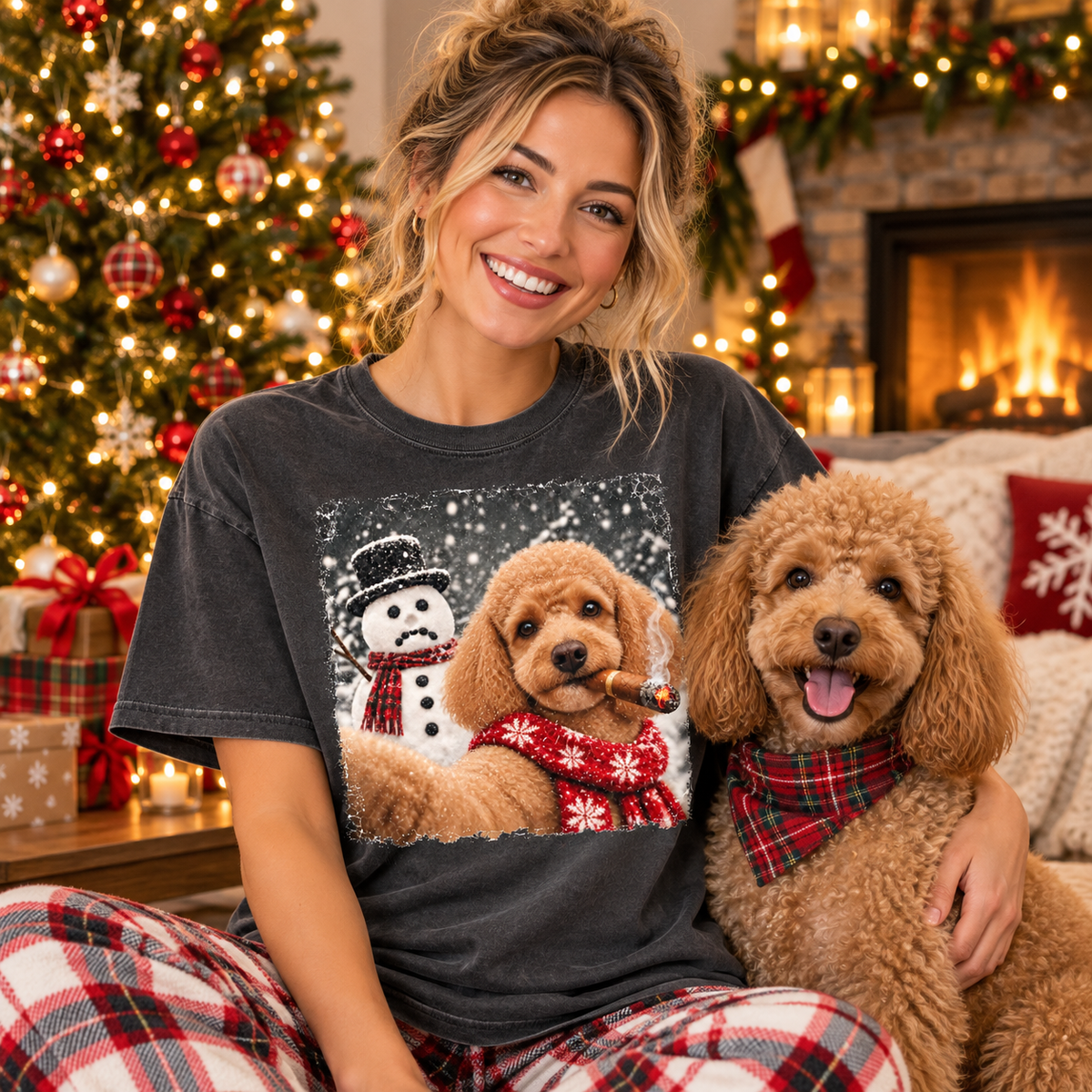 Poodle Christmas Selfie Stole The Snowman’s Nose T-shirt
