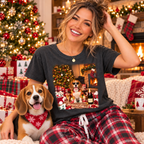 Christmas Beagle Champagne Vintage T-shirt