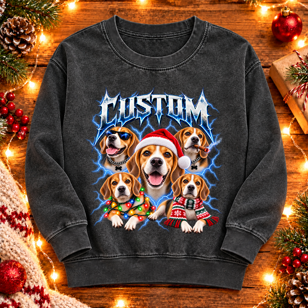 Personalized Beagle Christmas Shirt – Custom Dog Name Holiday Graphic Tee