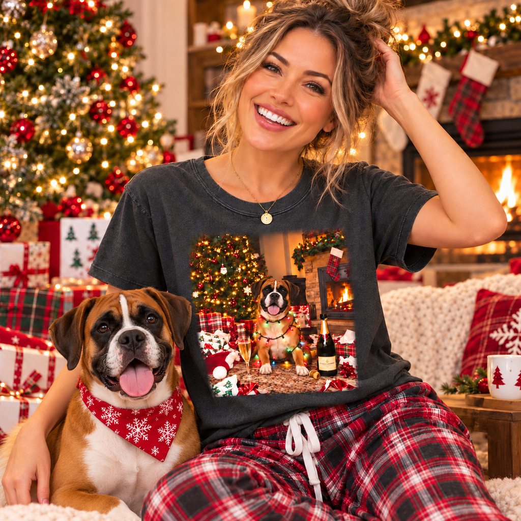 Christmas Boxer Champagne Vintage T-shirt