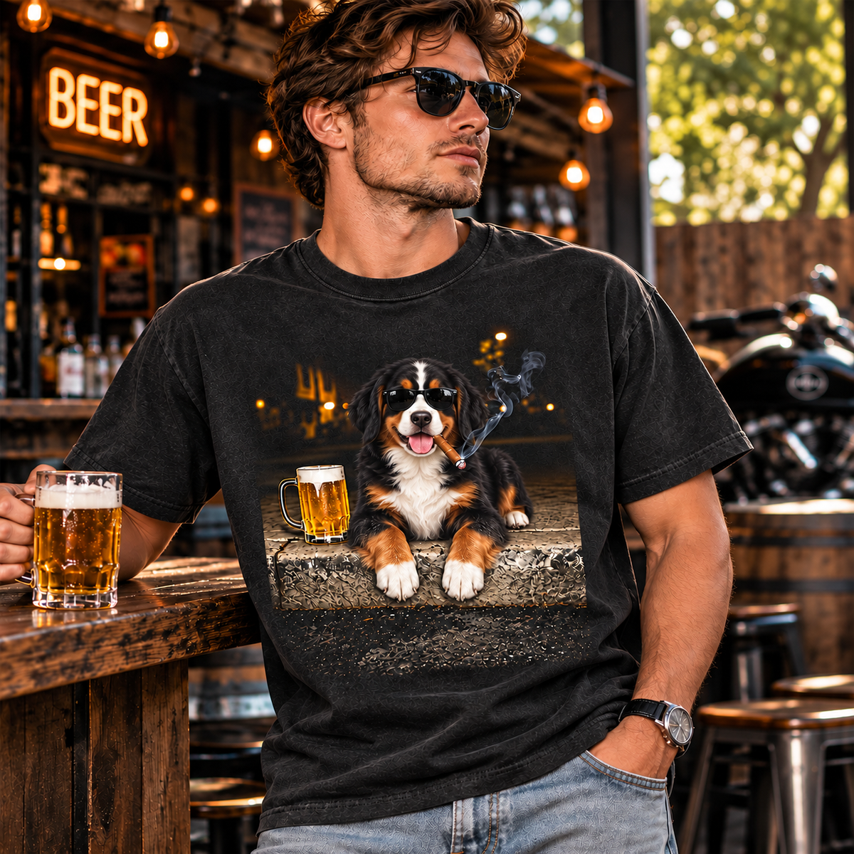 Bernese Mountain Beer & Cigar T-Shirt