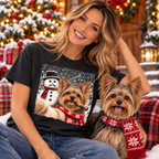 Yorkshire Terrier Christmas Selfie Stole The Snowman’s Nose T-shirt