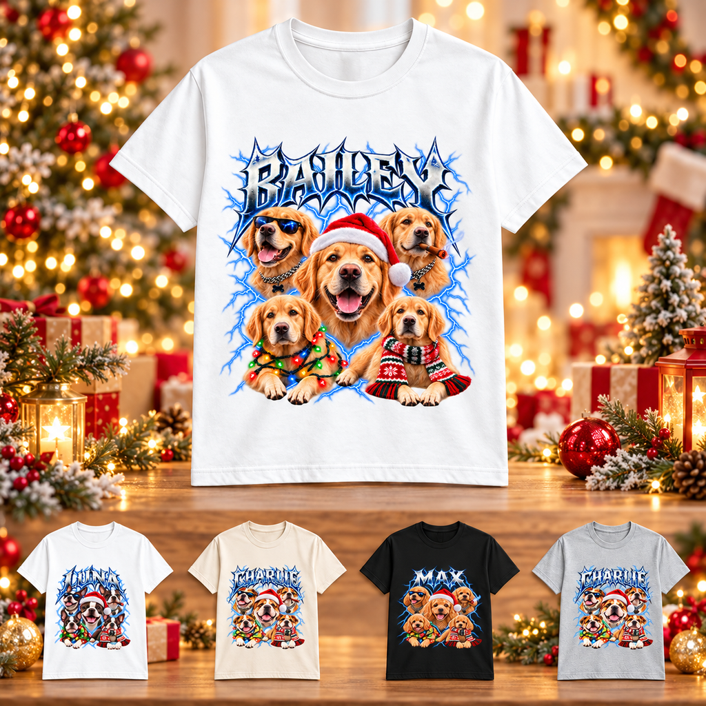 Custom Golden Retriever Christmas Shirt, Pet Name | VAHOTA