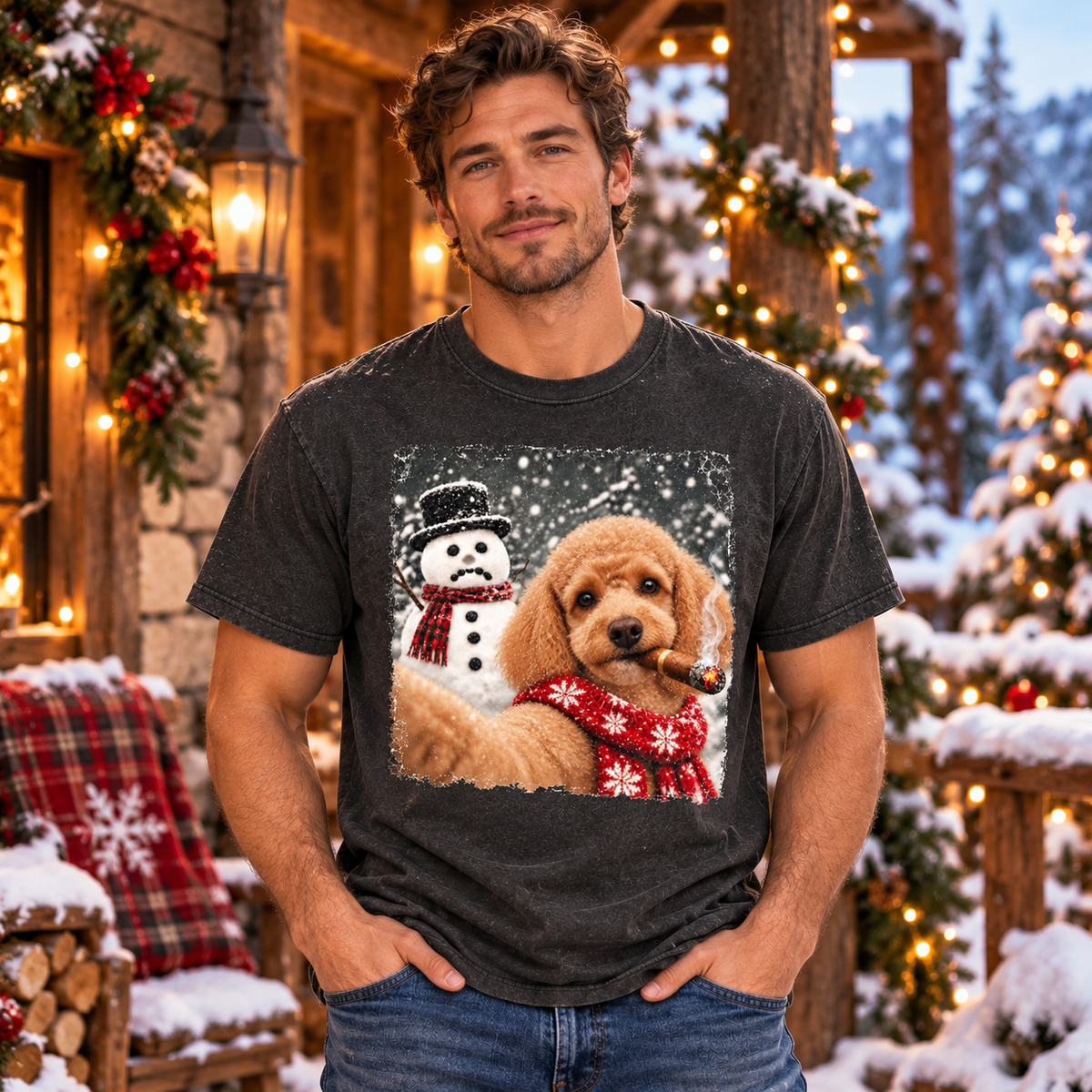 Poodle Christmas Selfie Stole The Snowman’s Nose T-shirt
