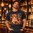 Cool Mixed Breed Dog Bar Graphic T-Shirt