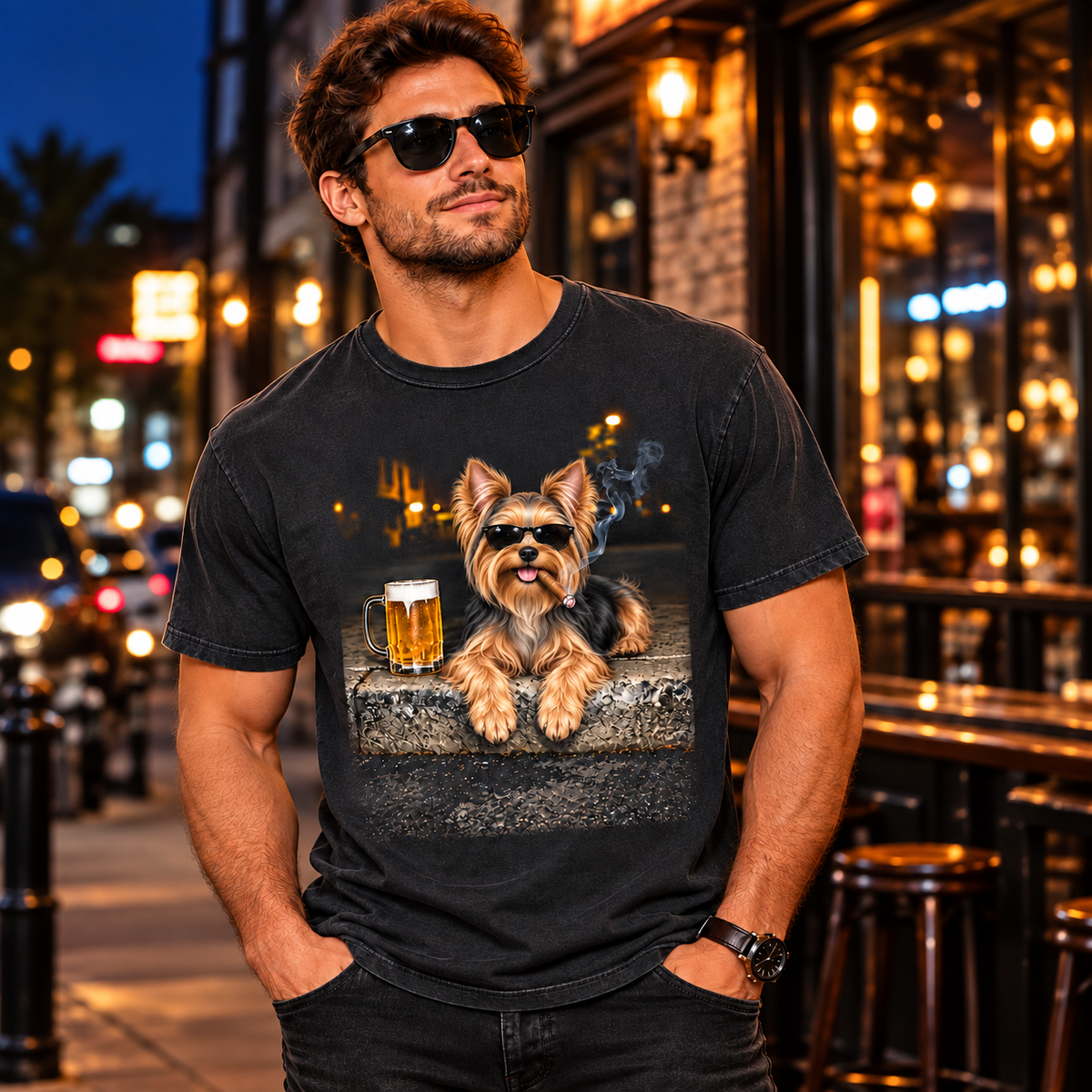Yorkshire Terrier Beer & Cigar T-Shirt