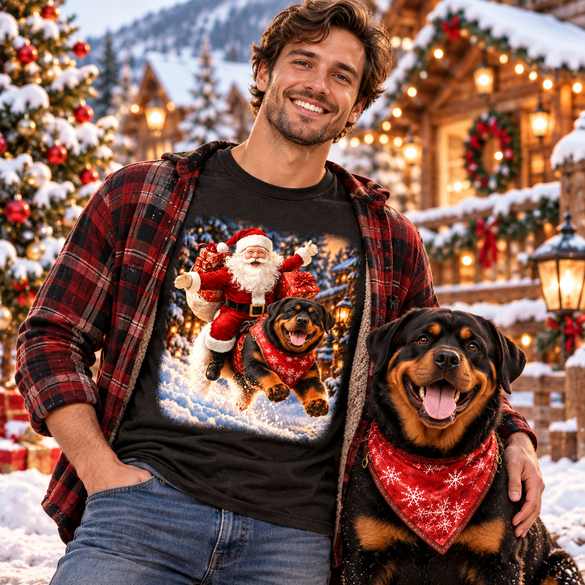 Rottweiler Santa Christmas Shirt – Holiday Dog Lover Tee